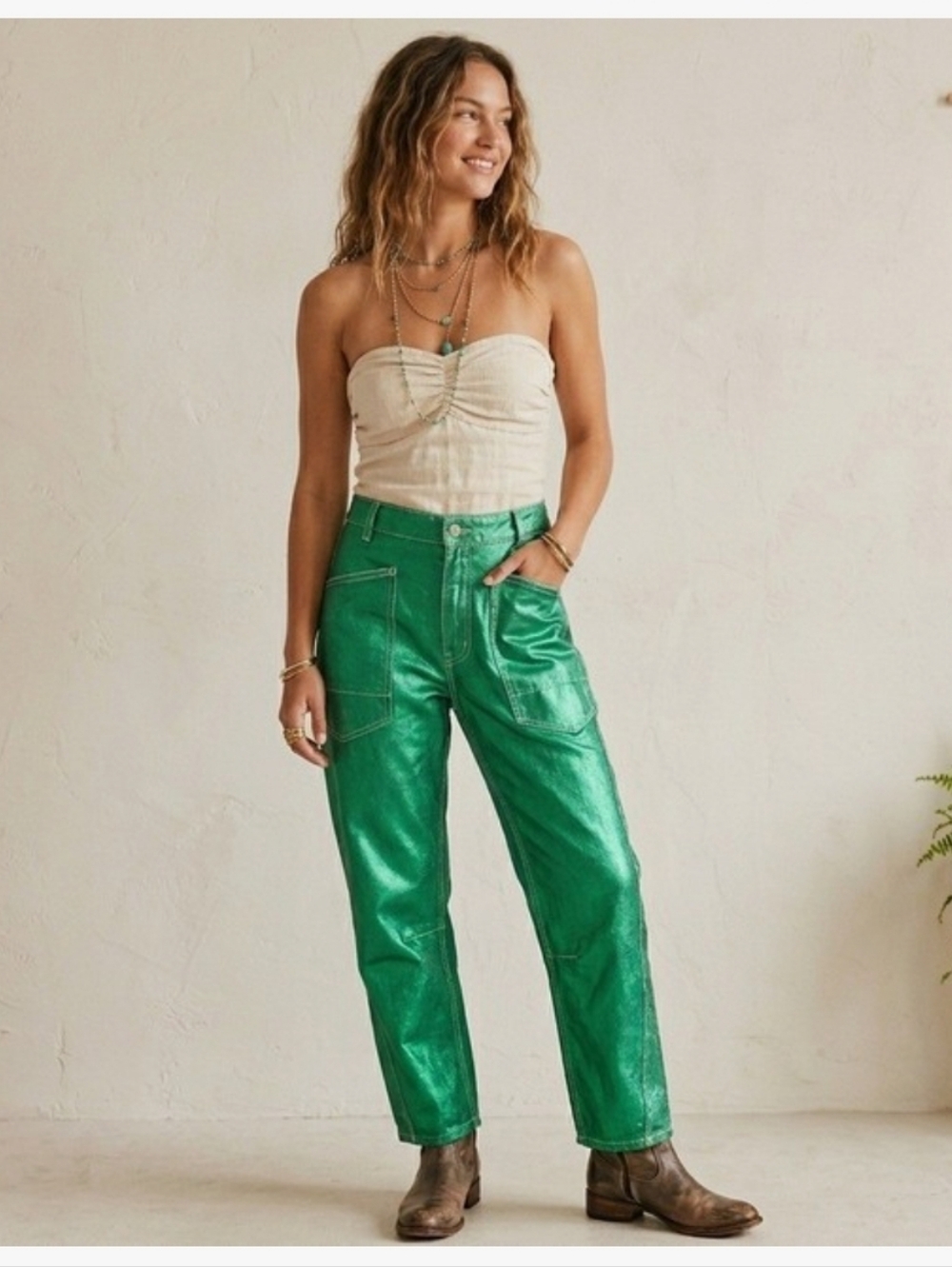 NWOT We The Free Minimalist Moxie in Metallic Green 🚨